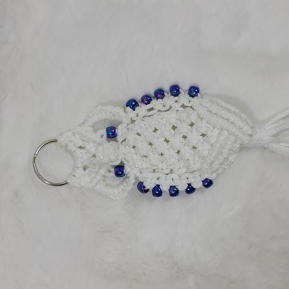 Macrame Owl KeyChain Purple - Picture 2 of 4